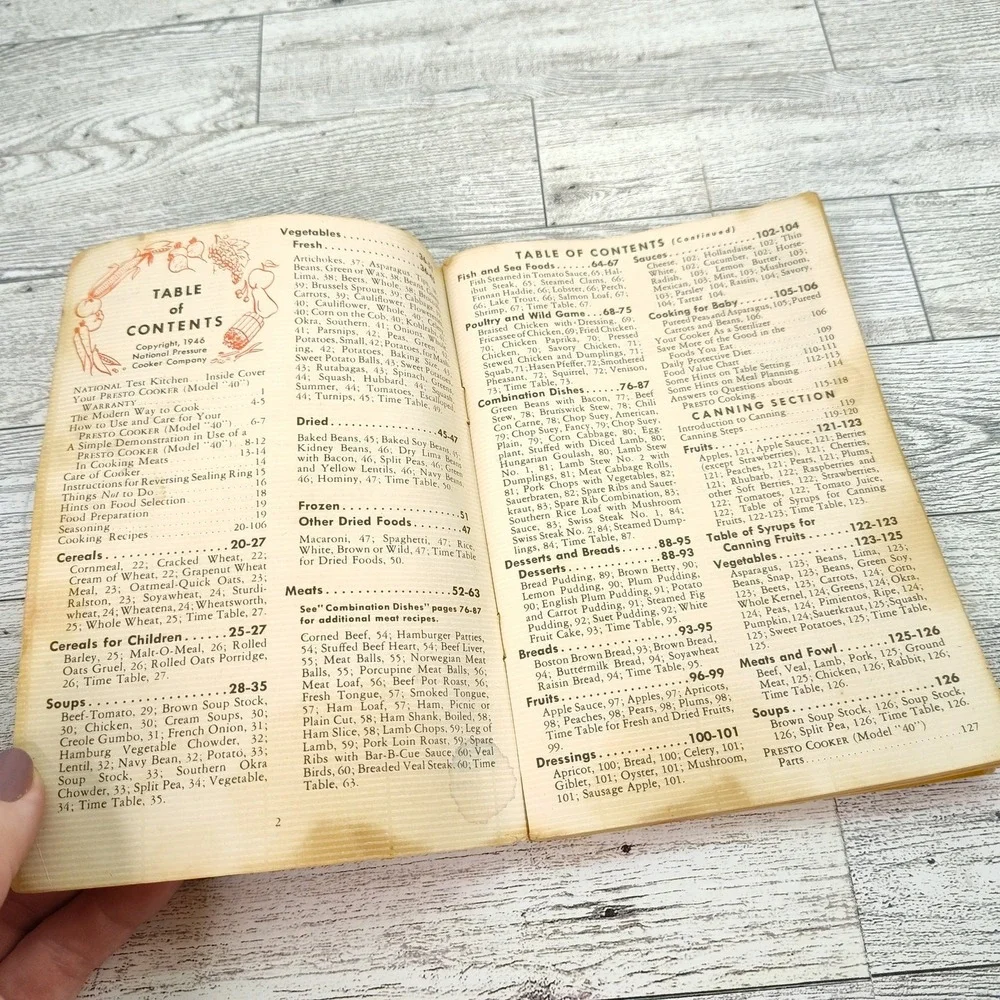Presto Cooker Recipe Manual Booklet 1955 for Stovetop Pressure Pan w Time Tables